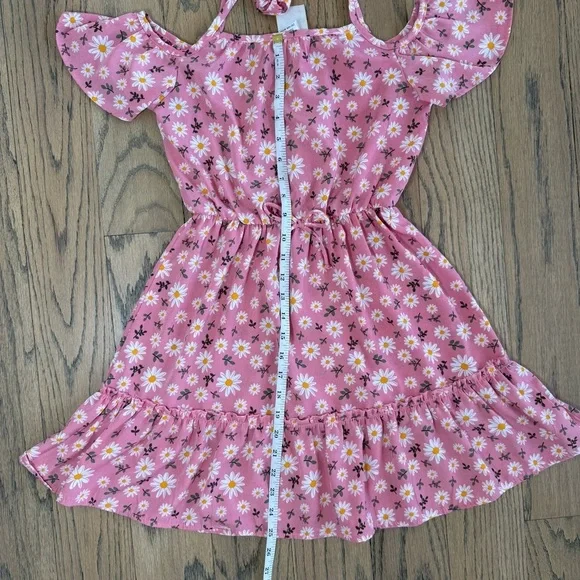 Jenna & Jessie Girls Pink Floral Off The Shoulder Kids Dress Size 10 - Picture 5 of 10